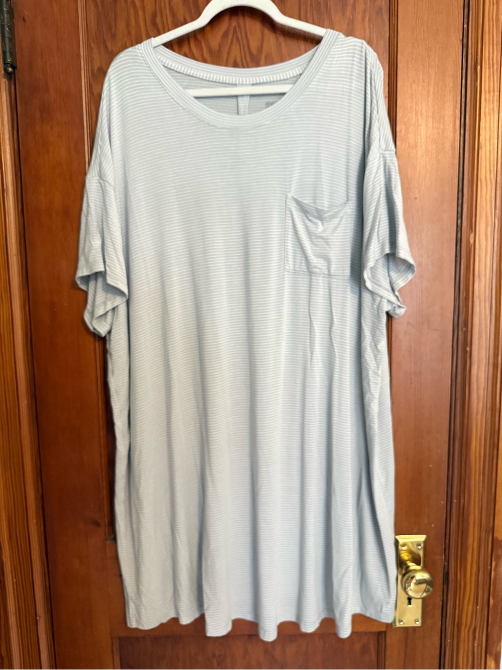 Stars Above Women’s Light Grey & White Striped Sleep Shirt Size 2X